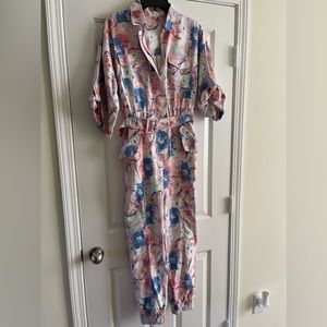 Pink & blue floral jumpsuit